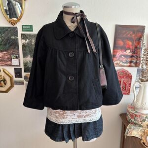 Black wool swing jacket